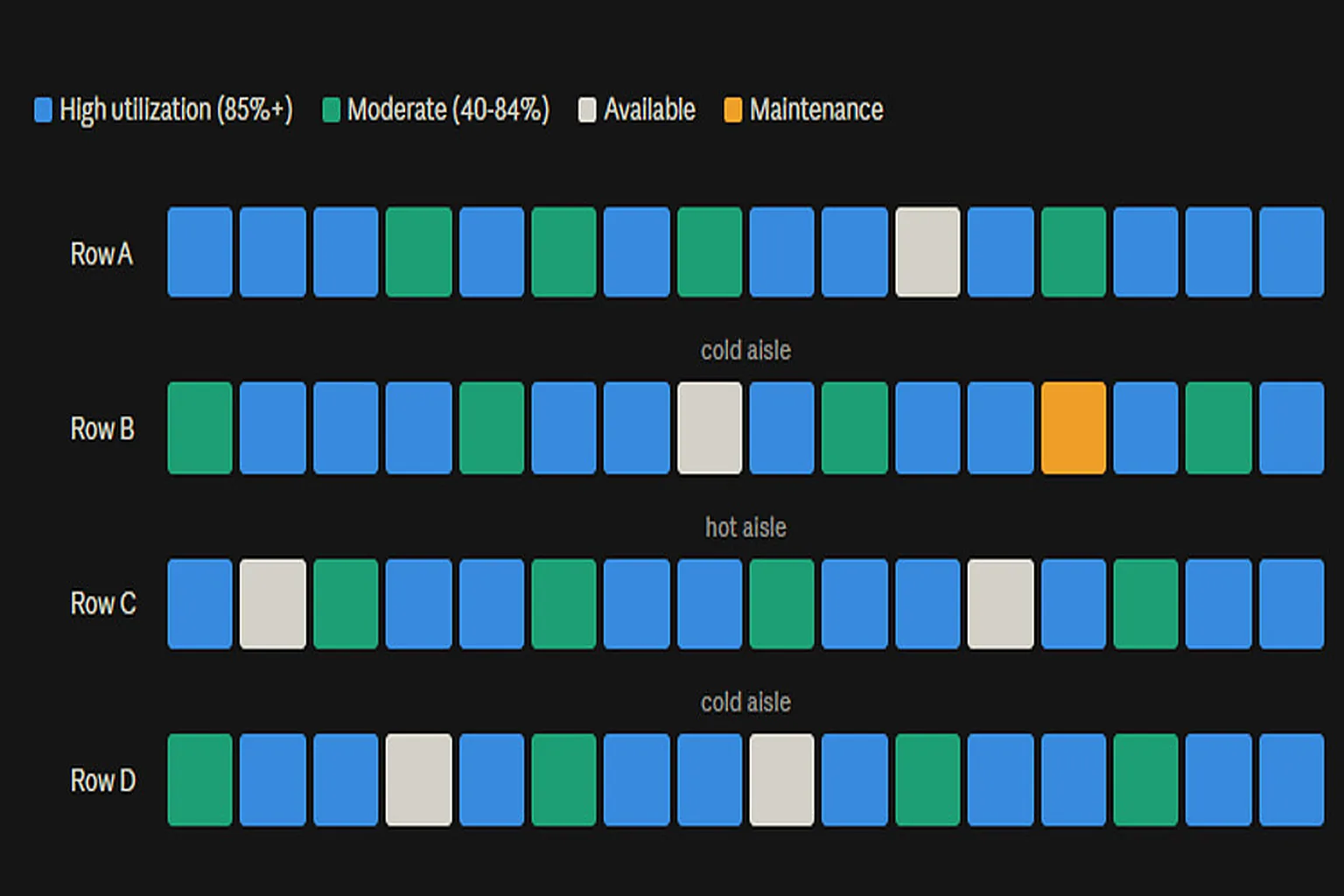 Spatial map of data center spatial floor plan asset mapping with connected cloud servers