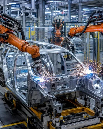 Smart manufacturing facility tracking industrial production line metrics with usage-based preventive maintenance software