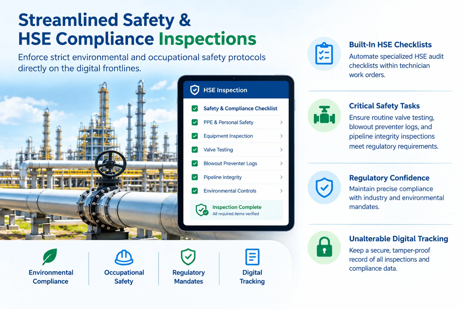 Industrial digital dashboard evaluating SCADA integrations and HSE safety compliance audit data charts